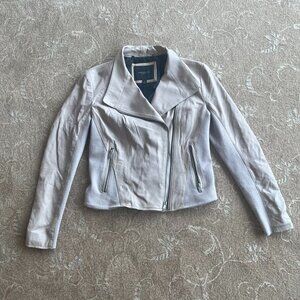 Marc NY leather moto jacket beige/bone M